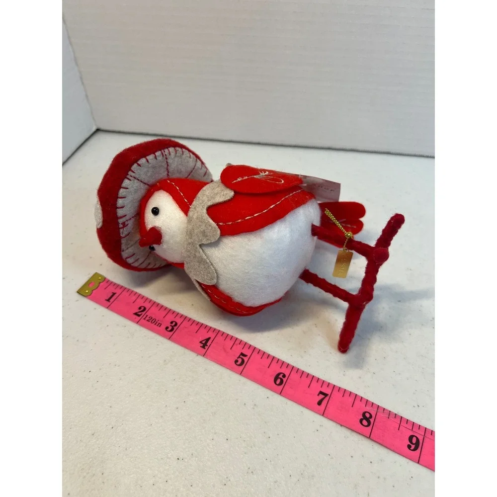 Target Featherly Friends Capster Bird Mushroom Hat Red White Felt Figurine 2024
